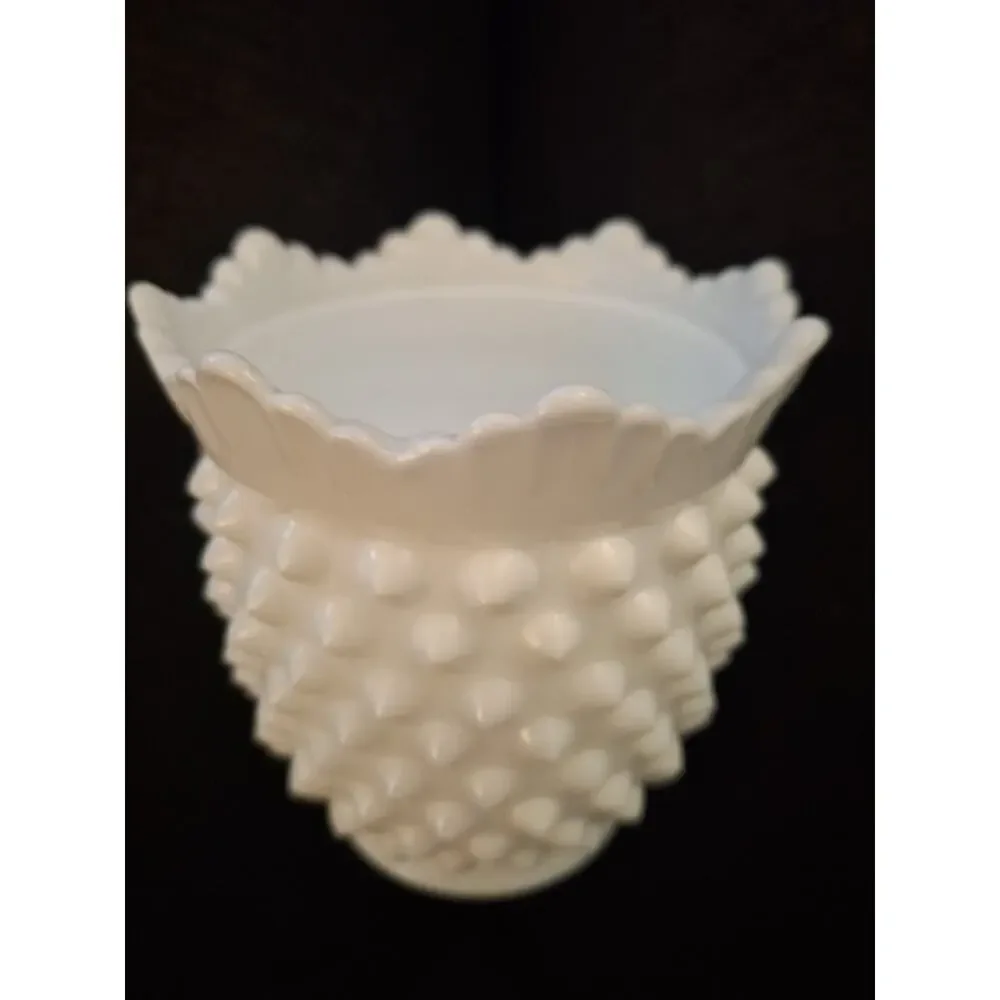 Vintage Fenton Hobnail Milk Glass Creamer Pitcher and Sugar Bowl with Lid